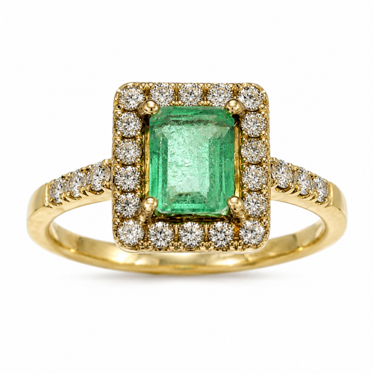 D2 ANILLO ESMERALDA RECTANGULAR ORO AMARILLO 18K
