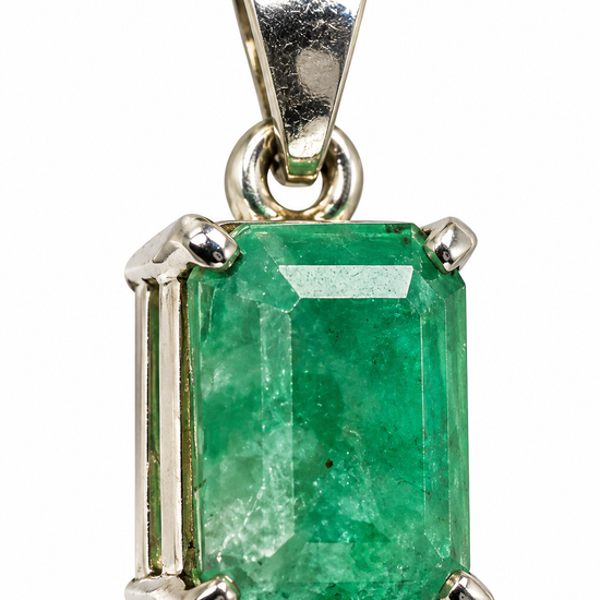D107 DIJE ESMERALDA RECTANGULAR PLATA 925 CON RODIO 925