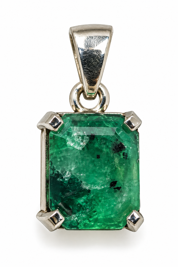 D108 DIJE ESMERALDA RECTANGULAR PLATA 925 CON RODIO 925