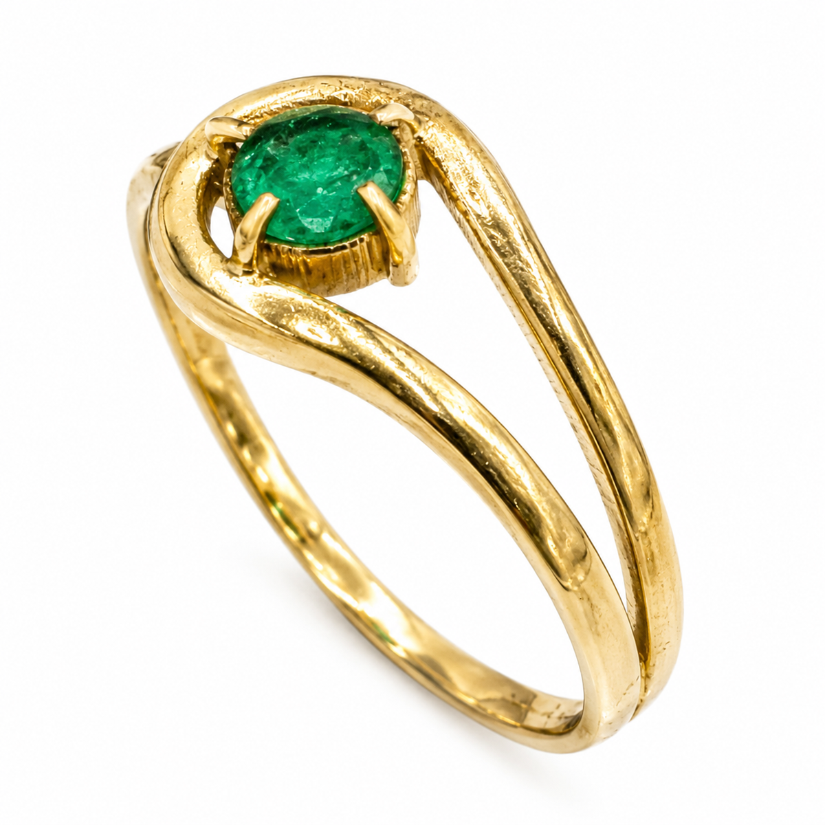 D12 ANILLO ESMERALDA REDONDA ORO AMARILLO 14K