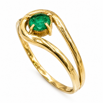 D12 ANILLO ESMERALDA REDONDA ORO AMARILLO 14K