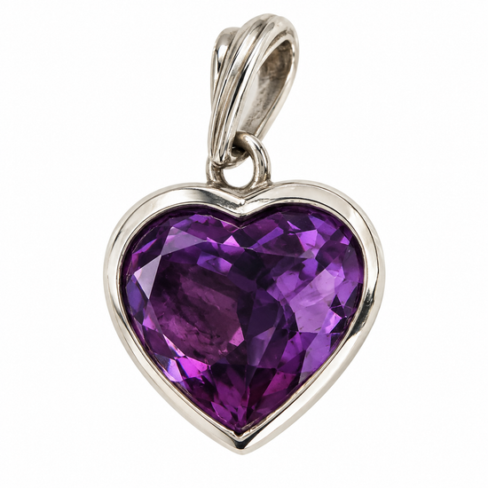 D123 DIJE AMATISTA CORAZÓN PLATA 925 CON RODIO 925
