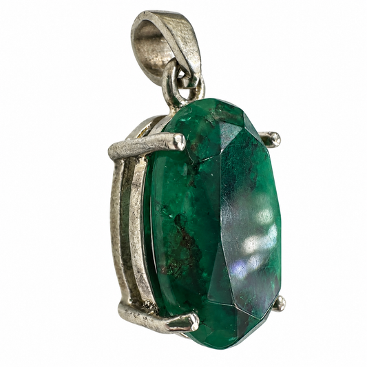 D127 DIJE ESMERALDA OVAL PLATA 925 CON RODIO 925