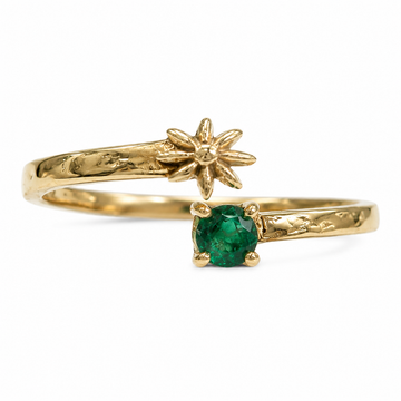 D13 ANILLO ESMERALDA REDONDA ORO AMARILLO 14K