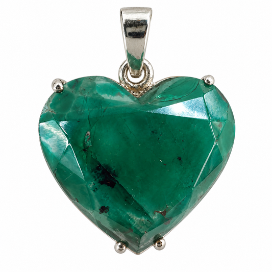 D135 DIJE ESMERALDA CORAZÓN PLATA 925 CON RODIO 925
