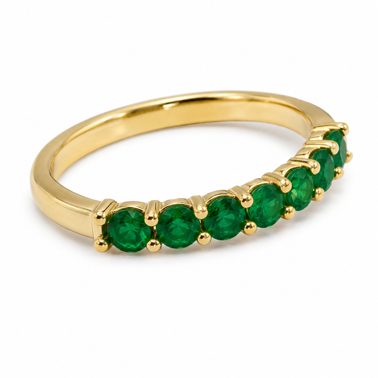 D14 ANILLO CHURUMBELA ESMERALDA REDONDA ORO AMARILLO 14K