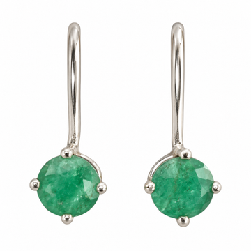 D151 ARETES ESMERALDA REDONDA PLATA RODIO 925