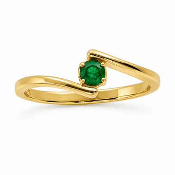 D19 ANILLO SOLITARIO ESMERALDA REDONDA ORO AMARILLO 14K