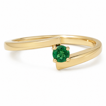 D20 ANILLO SOLITARIO ESMERALDA REDONDA ORO AMARILLO 14K