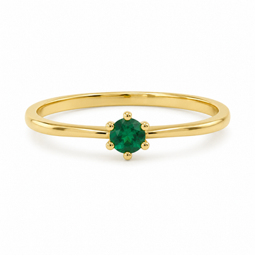 D21 ANILLO SOLITARIO ESMERALDA REDONDA ORO AMARILLO 14K