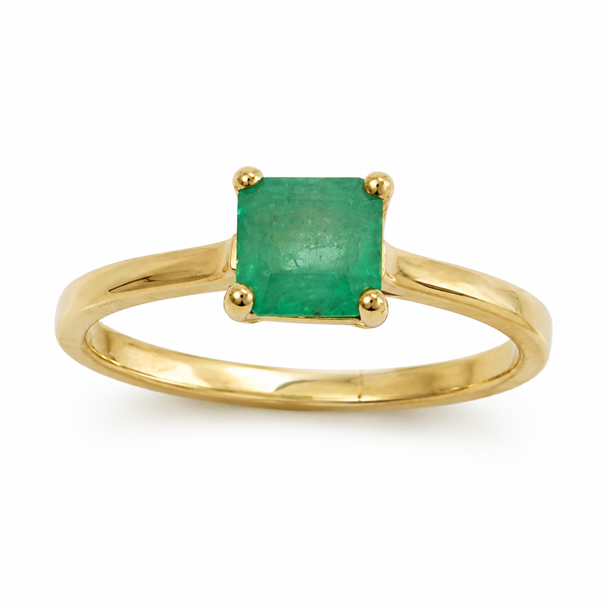 D22 ANILLO SOLITARIO ESMERALDA CUADRADA ORO AMARILLO 14K