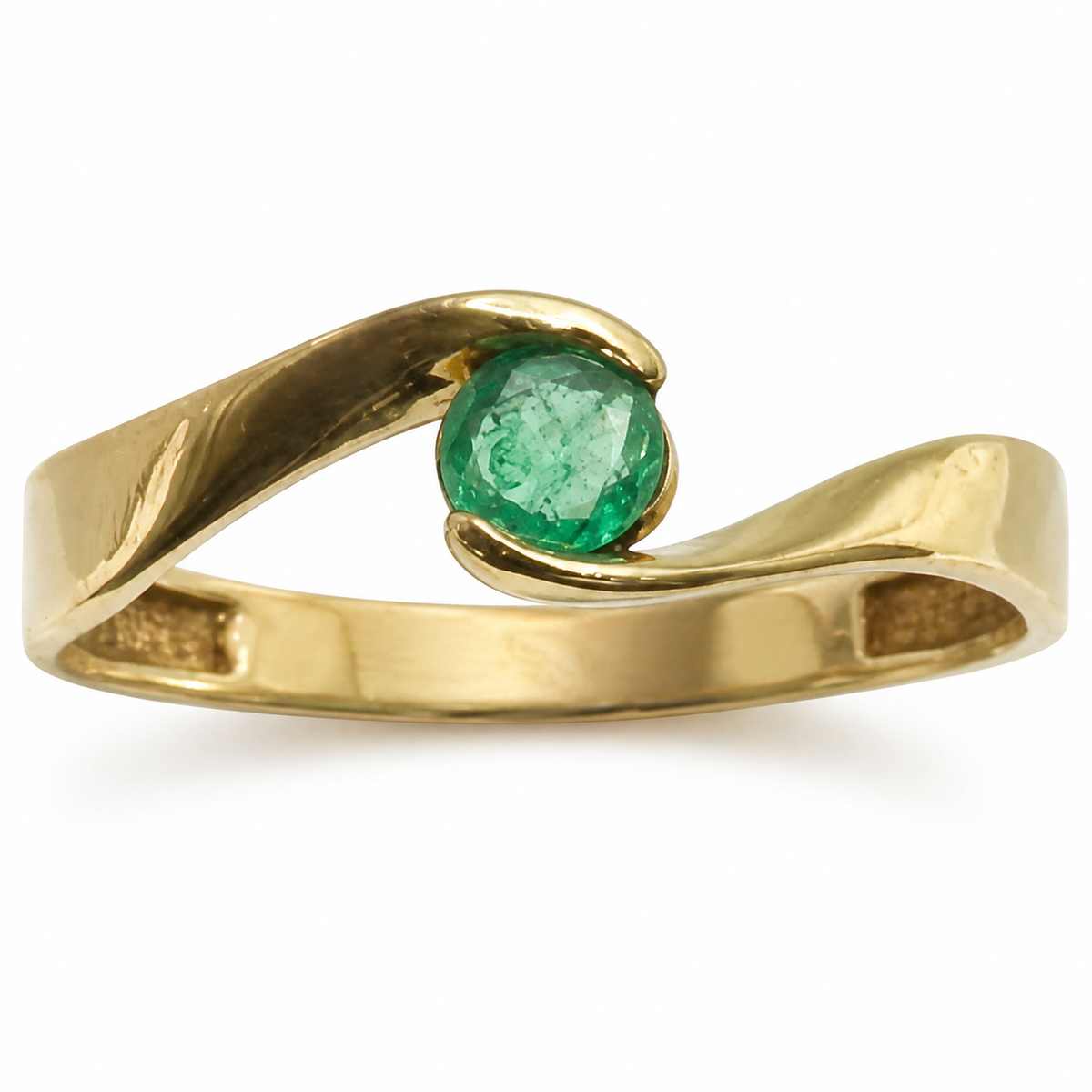 D23 ANILLO SOLITARIO ESMERALDA REDONDA ORO AMARILLO 10K