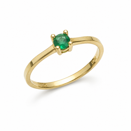 D25 ANILLO SOLITARIO ESMERALDA OVAL ORO AMARILLO 10