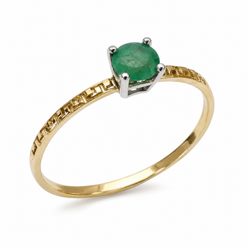 D26 ANILLO SOLITARIO ESMERALDA REDONDA ORO AMARILLO 10
