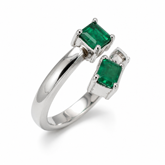 D29 ANILLO ESMERALDA RECTANGULAR ORO BLANCO 18