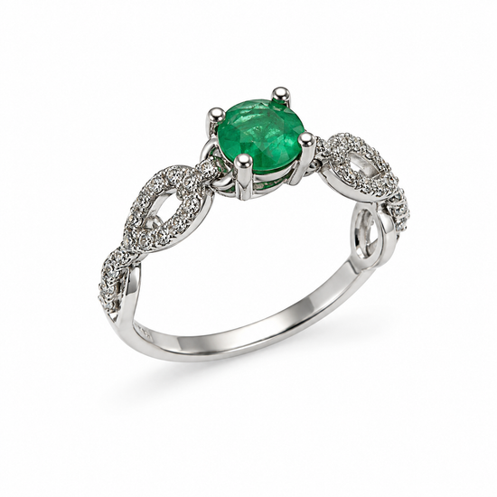 D30 ANILLO ESMERALDA REDONDA ORO BLANCO 14