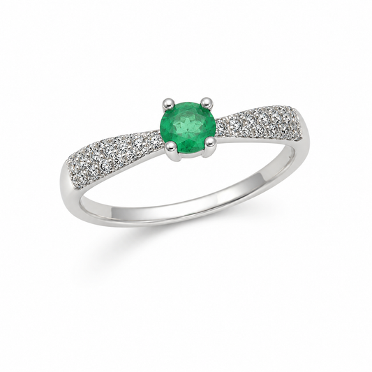 D31 ANILLO ESMERALDA REDONDA ORO BLANCO 18