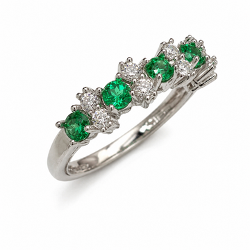 D32 ANILLO ESMERALDA REDONDA ORO BLANCO 18