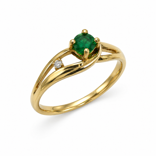 D35 ANILLO ESMERALDA REDONDA ORO AMARILLO 18