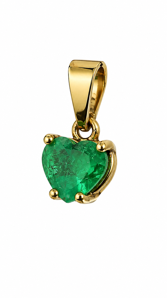D37 DIJE ESMERALDA CORAZÓN ORO AMARILLO 14