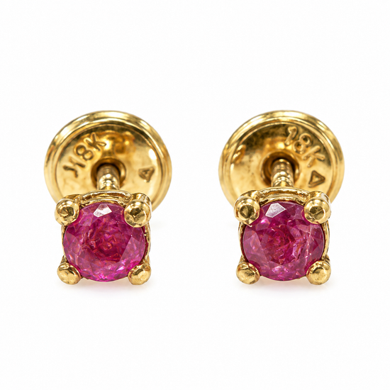 D57 BROQUEL RUBÍ REDONDA ORO AMARILLO 18K