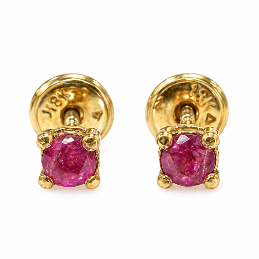 D57 BROQUEL RUBÍ REDONDA ORO AMARILLO 18K