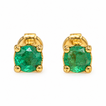 D59 BROQUEL ESMERALDA REDONDA ORO AMARILLO 18K