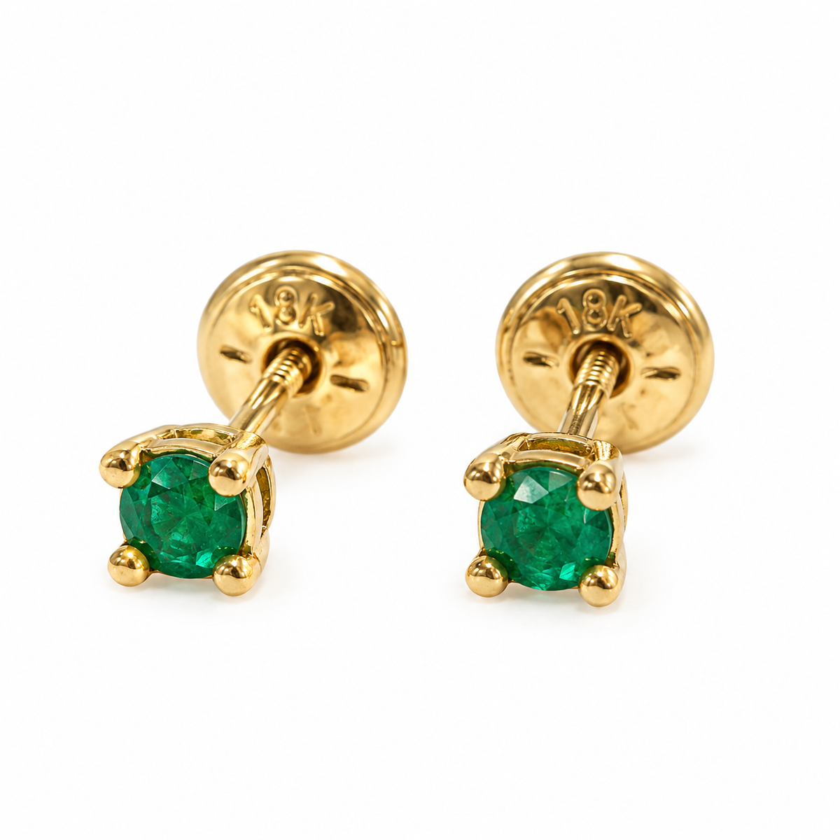 D60 BROQUEL ESMERALDA REDONDA ORO AMARILLO 18K