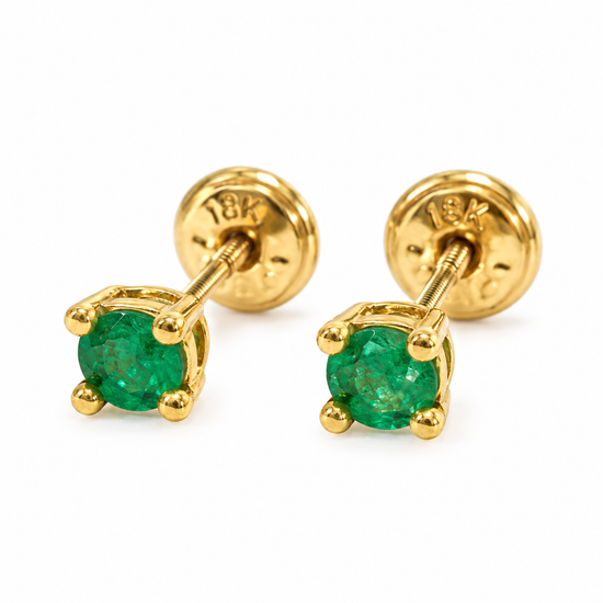 D61 BROQUEL ESMERALDA REDONDA ORO AMARILLO 18K