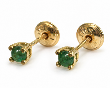 D62 BROQUEL ESMERALDA REDONDA ORO AMARILLO 18K