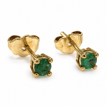 D64 BROQUEL ESMERALDA REDONDA ORO AMARILLO 14K