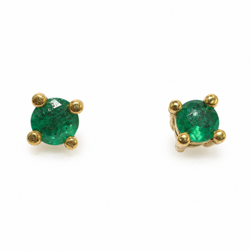 D65 BROQUEL ESMERALDA REDONDA ORO AMARILLO 14K