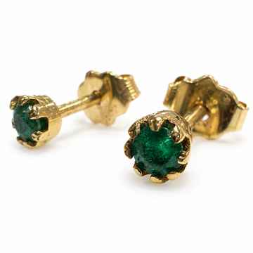 D69 BROQUEL ESMERALDA REDONDA ORO AMARILLO 14K