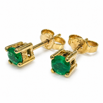 D70 BROQUEL ESMERALDA REDONDA ORO AMARILLO 18K