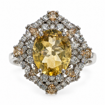 D77 ANILLO CITRINO OVAL PLATA RODIO 925