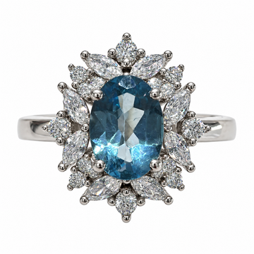 D78 ANILLO TOPACIO AZUL OVAL PLATA RODIO 925