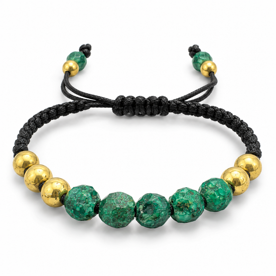 D80 PULSERA TEJIDA ESMERALDA ENCAPSULADA ESFERA ORO AMARILLO 14K