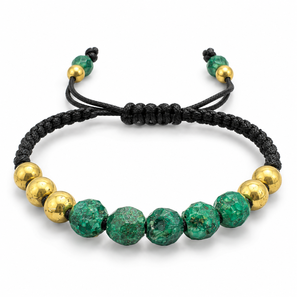 D80 PULSERA TEJIDA ESMERALDA ENCAPSULADA ESFERA ORO AMARILLO 14K