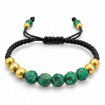 D80 PULSERA TEJIDA ESMERALDA ENCAPSULADA ESFERA ORO AMARILLO 14K