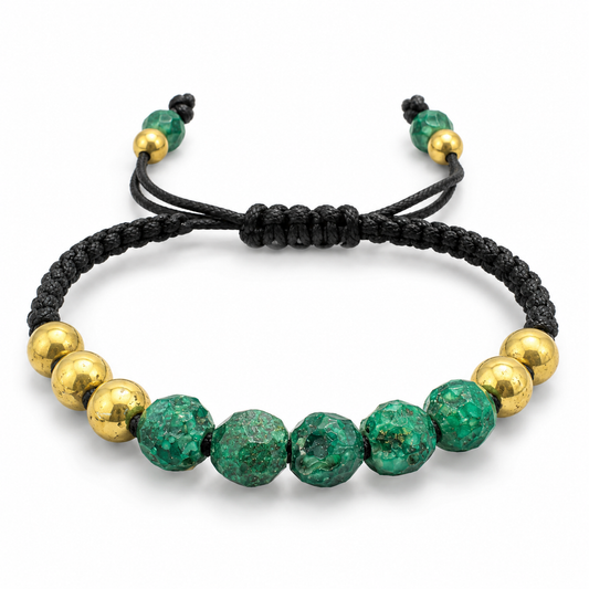 D80 PULSERA TEJIDA ESMERALDA ENCAPSULADA ESFERA ORO AMARILLO 14K