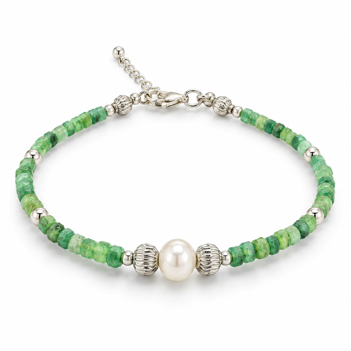 D86 PULSERA ESMERALDA MURRALLA PLATA RODIO 925