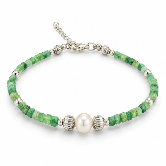 D86 PULSERA ESMERALDA MURRALLA PLATA RODIO 925