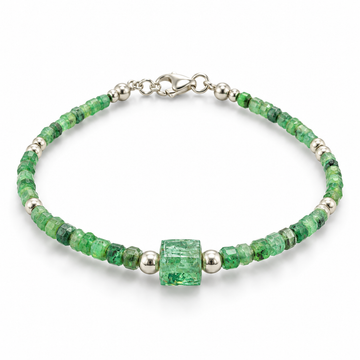 D87 PULSERA ESMERALDA MIXTA PLATA RODIO 925