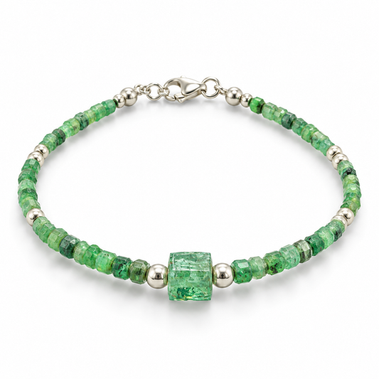 D87 PULSERA ESMERALDA MIXTA PLATA RODIO 925