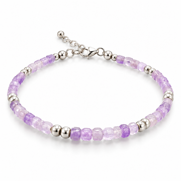 D88 PULSERA AMATISTA CUBO PLATA RODIO 925
