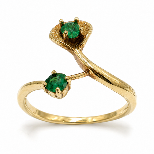 D9 ANILLO ESMERALDA REDONDA ORO AMARILLO 14K