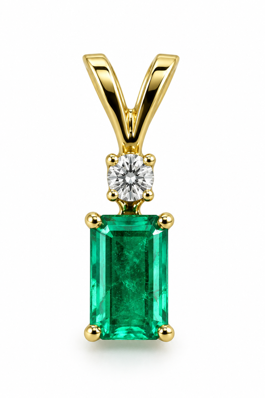 D91 DIJE ESMERALDA RECTANGULAR ORO AMARILLO 14K