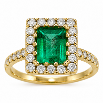 D1 ANILLO ESMERALDA RECTANGULAR ORO AMARILLO 18K