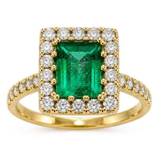 D1 ANILLO ESMERALDA RECTANGULAR ORO AMARILLO 18K