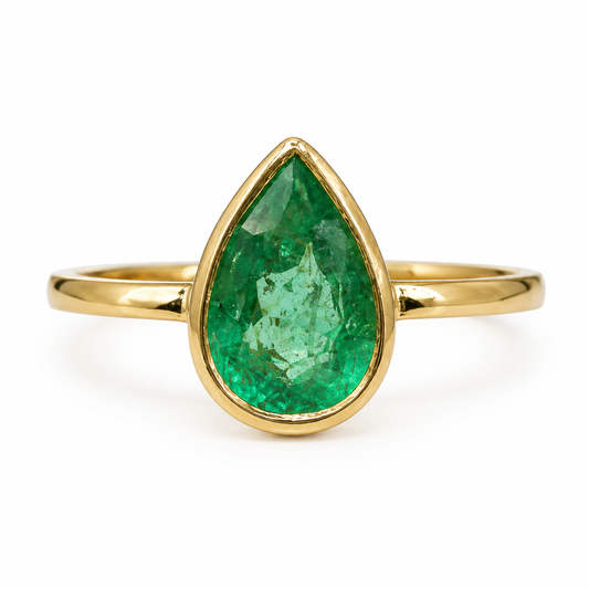 D3 ANILLO ESMERALDA GOTA ORO AMARILLO 18K